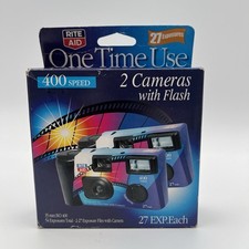 2 Vtg Disposable FILM Cameras 27 Exposures Ea. 400 Speed 35MM EXPIRED Flash