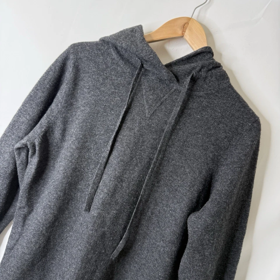 Sudadera con Capucha WOOLRICH Mujer Ónix Brezo Mezcla Lana Pullover Talla L Cordón Preppy Foto 3 de 4