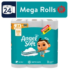 Angel Soft 2-Ply Toilet Paper, 24 Mega Rolls