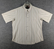 Billabong Men  s Short Sleeve Button Up Shirt Size Large White Striped Surf