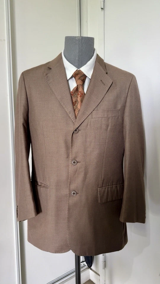 Giorgio Armani veste de costume marron laine uni T48 revers cranté 3 boutons - Photo 3/4
