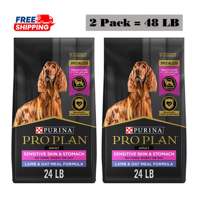 2 Pack, Purina  Pro Plan Sensitive Skin & Stomach Adult Dry Dog Food 24 LB