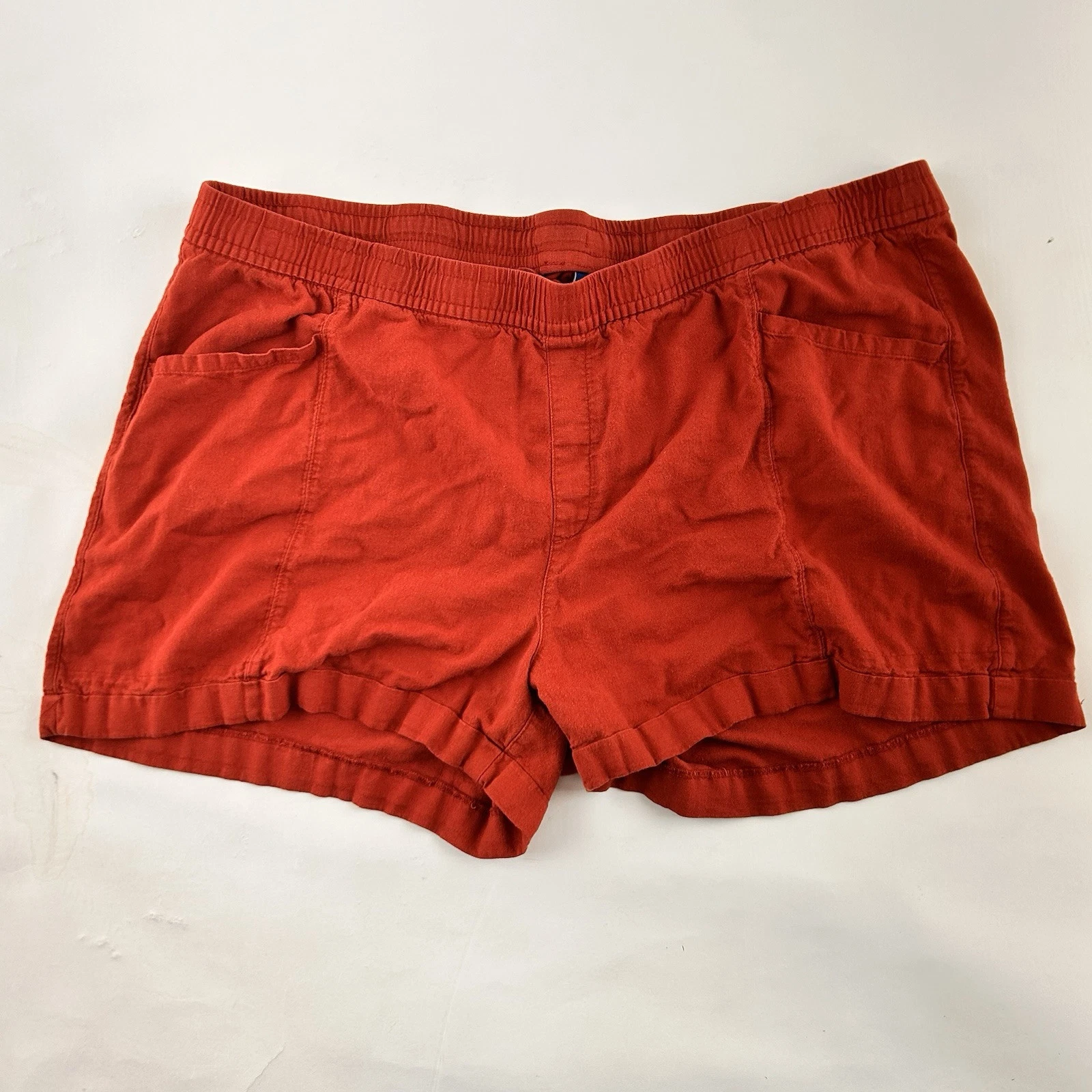 Old Navy Shorts Womens XXLarge Brick Red Linen Blend 3.5” Inseam Drawstring 2XL