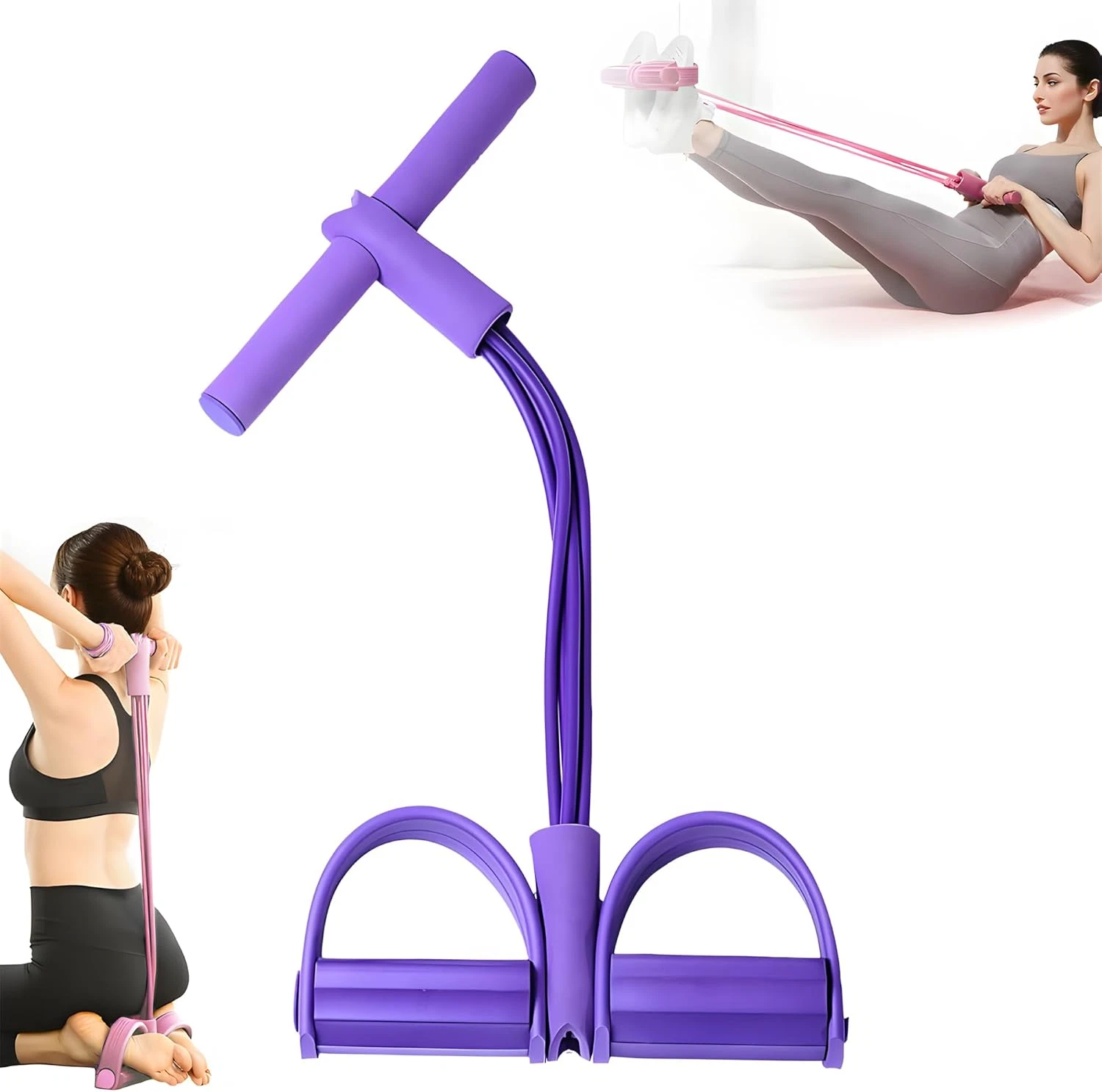 21 Fitness Resistance Bands-4 Tube Pedal Ankle Puller, 2025 Upgrade Foot Pedal R