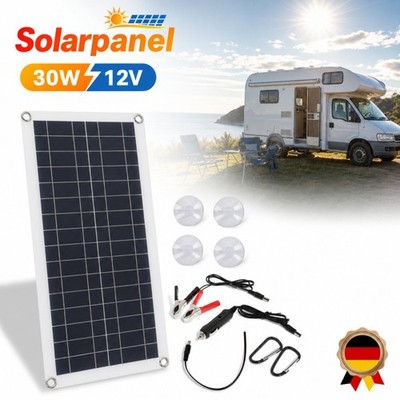 30W 12V Solarpanel Solarmodul Ladegerät Solaranlage Komplettset für Camping HOT