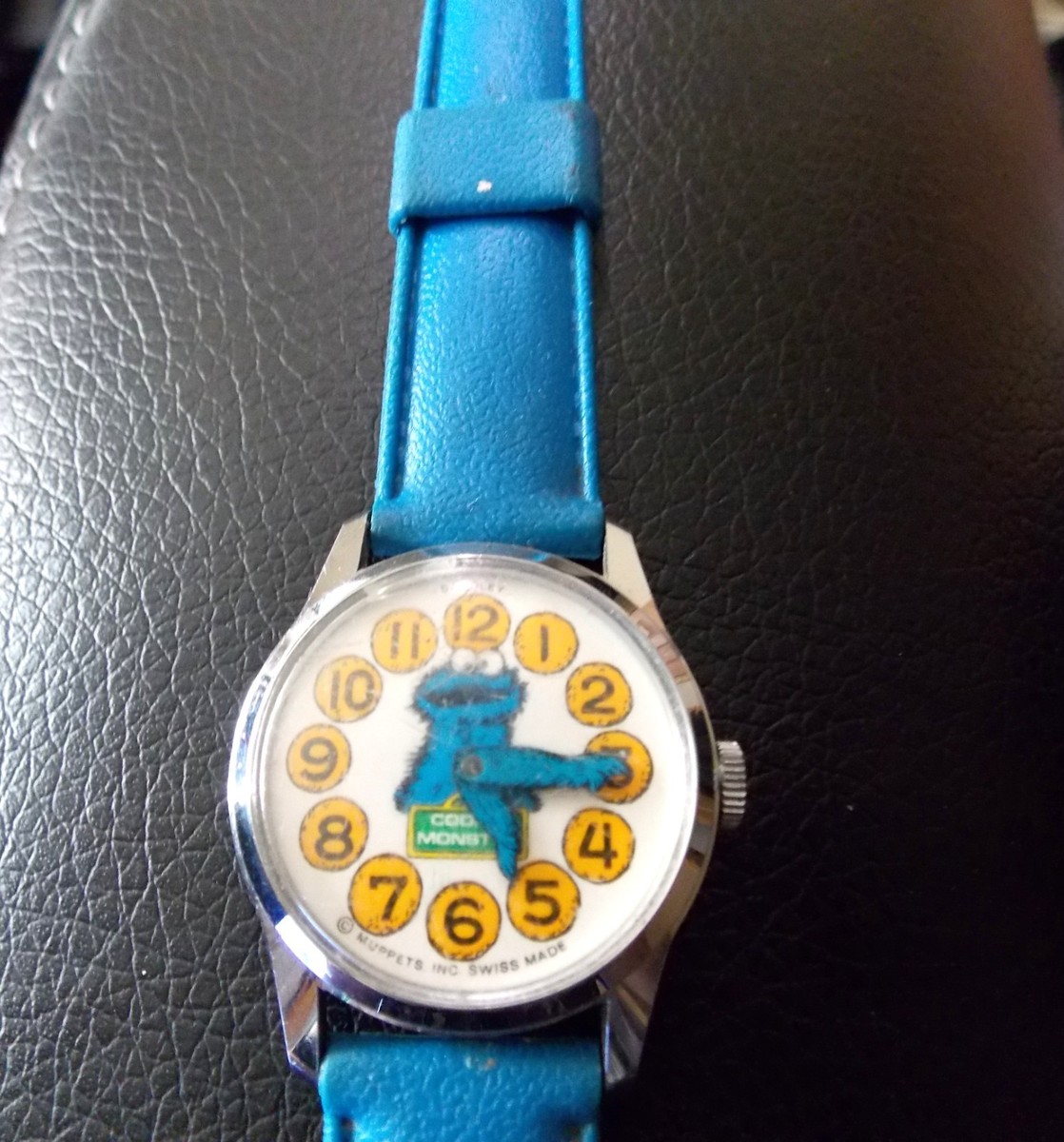 Vintage 1970's Bradley Cookie Monster Watch Sesame Street Wind Up