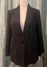 Sag Harbor Blazer Women's 12 Black Jacket One Button Front Notch Lapel NWT
