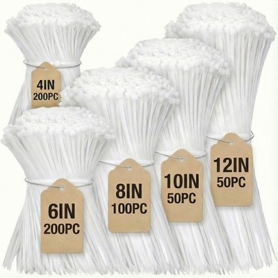 Cable Zip Ties,600 Piece Self-Locking Nylon 4/6/8/10/12 Inch 600 Piece, White 