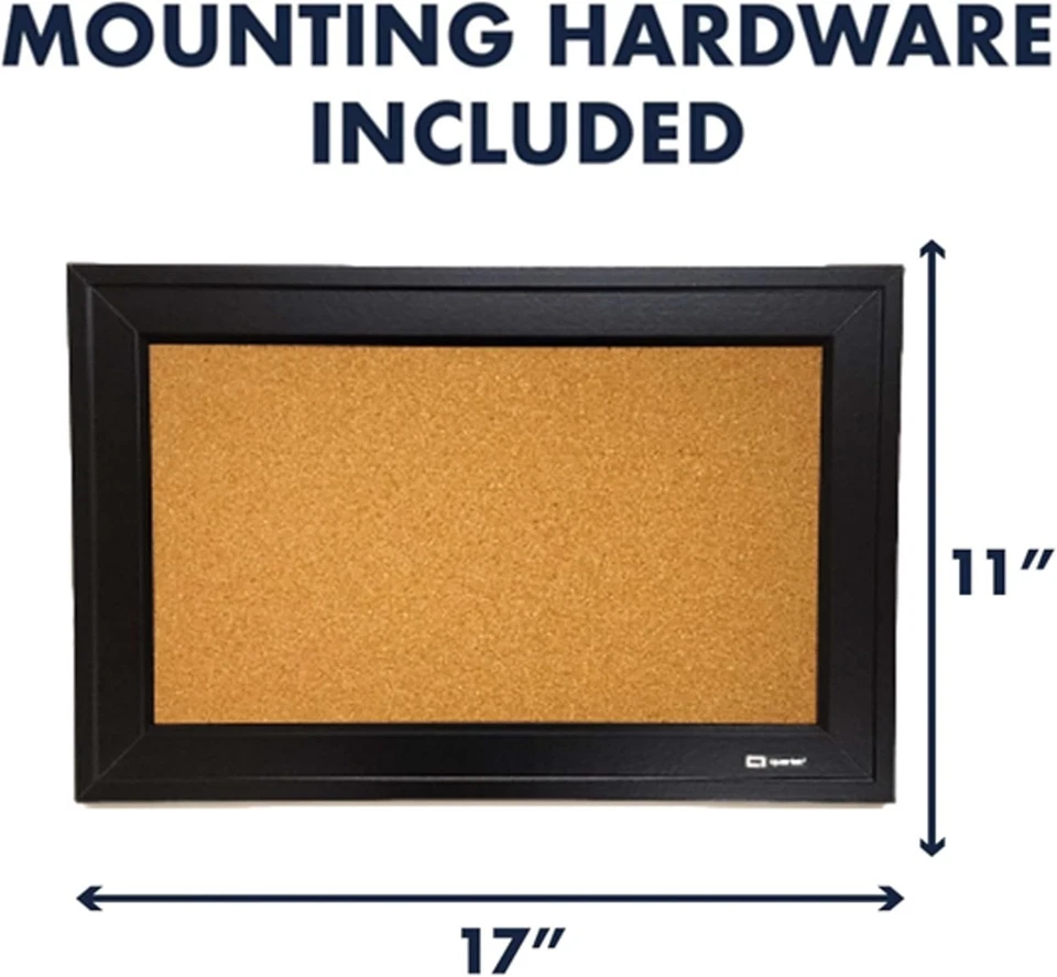 Quartet Cork Bulletin Board, Framed Corkboard, 11” 11" x 17", Brown - Image 3 of 4