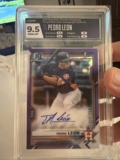 2021 Bowman Chrome Prospects Purple Refractor Auto /250 PEDRO LEON HGA 9.5🔥📈