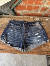 NWT Abercrombie Fitch Blyfriend Distressed Cuff Mid Rise Shorts Size 26