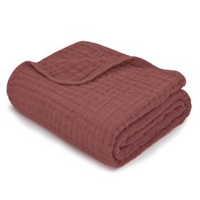 Comfy Cubs Muslin Baby Blanket - Soft, 6-Layer Cotton Swaddle, 40"x40" - Wine