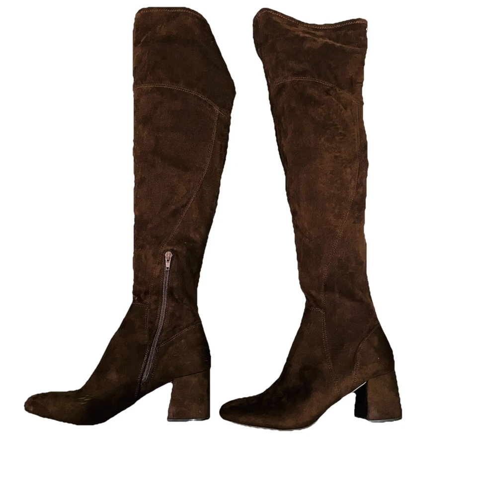 Женские сапоги Liz Claiborne размер 9,5 M коричневые высокие на блочном каблуке выше колена йоркширские - Изображение 3 из 4