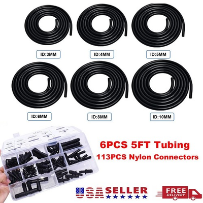 #ad 6Pcs 5Ft Car Vacuum Hose Line Pipe Kit113 Pcs Connectors Automotive Replacement $32.99