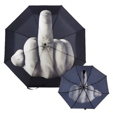 Folding Umbrella Black Middle Finger Pattern Funny Creative Gift