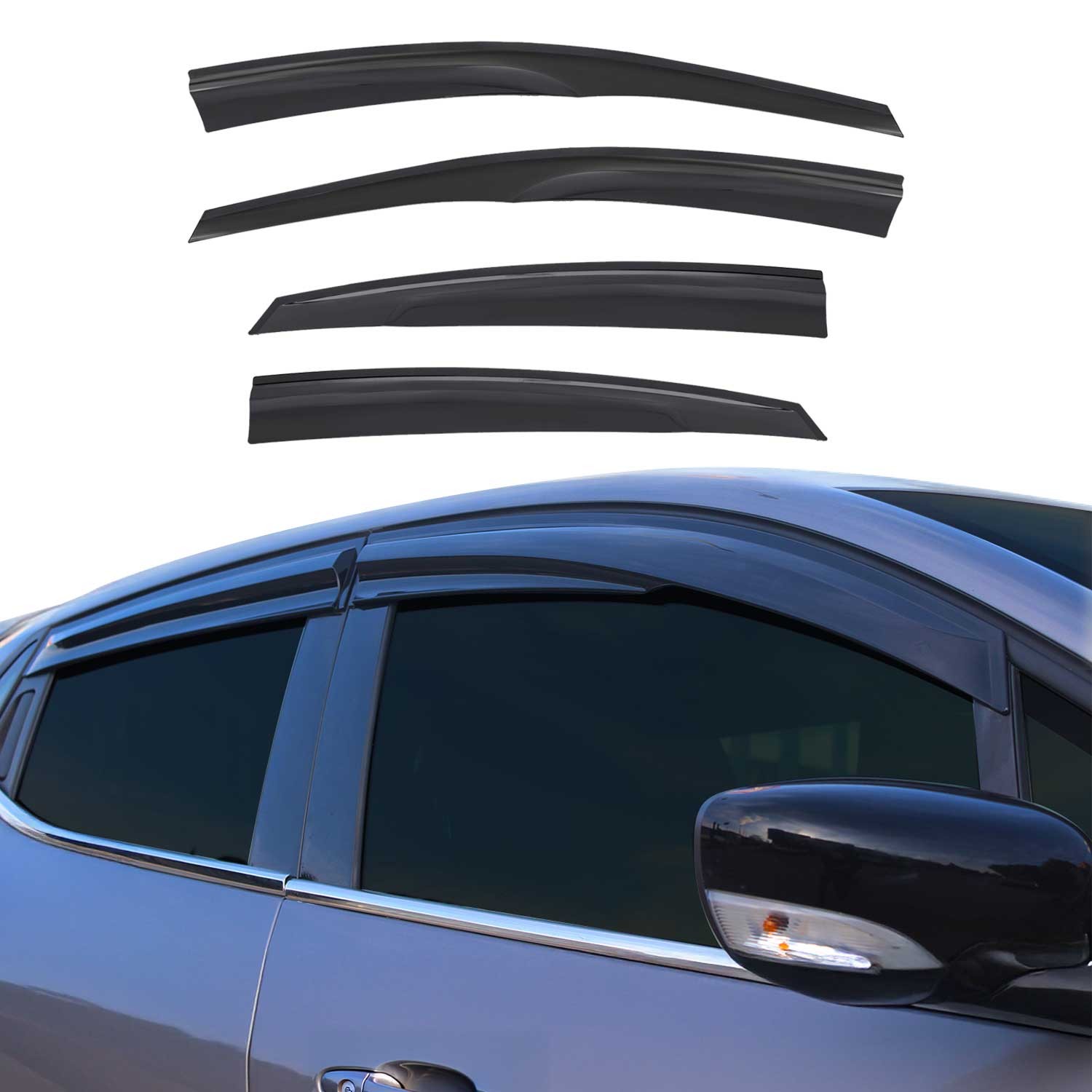 Déflecteurs de vent pour Hyundai Elantra 2011-2016 en acrylique fumé lot de 4
