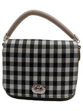 O bag borsa con manici donna a quadri nero bianco grigio tessuto chiusura girevole