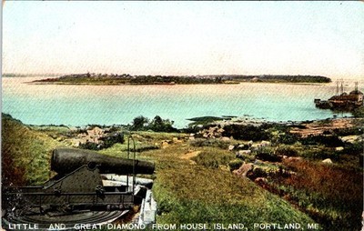 Little and Great Diamond view from House Island, PORTLAND, Maine Postcard