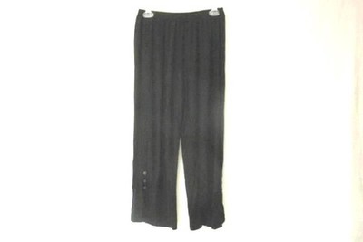 Orange Fashion Village Women's Black Wide Leg Pants S/M with Buttons & Slits