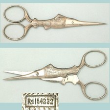 Antique Figural Swordfish Embroidery Scissors * England * Circa 1890s