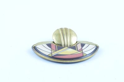 Broche Vintage Michaela Frey En émail Cloisonné Bleu Sur Plaqué Or - Pièce Magnifique Et Rétro
