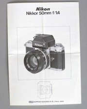 Nikon Nikkor 50mm f1.4 Non Ai Lens Instruction Manual multi-language