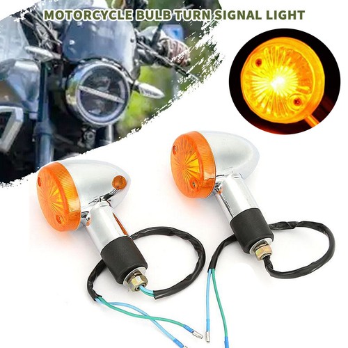 Universal 2pcs Motorcycle Turn Signals Chrome Bullet Lights For Suzuki Yamaha - Bild 2 von 12