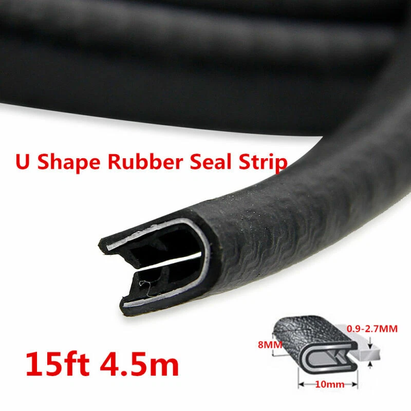 15ft 4.5m Rubber Seal Strip Door Edge Pinchweld Trim Steel Insert Waterproof - Image 2 of 4