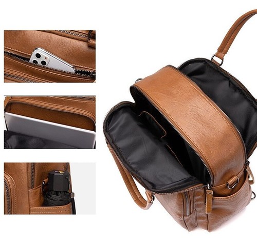 Para mujer Cuero Bolso bandolera Bolso de hombro Multifuncional Mochila Cartera - Imagen 5 de 14