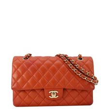 CHANEL Classic Double Flap Medium Quilted Leather Shoulder Bag Red