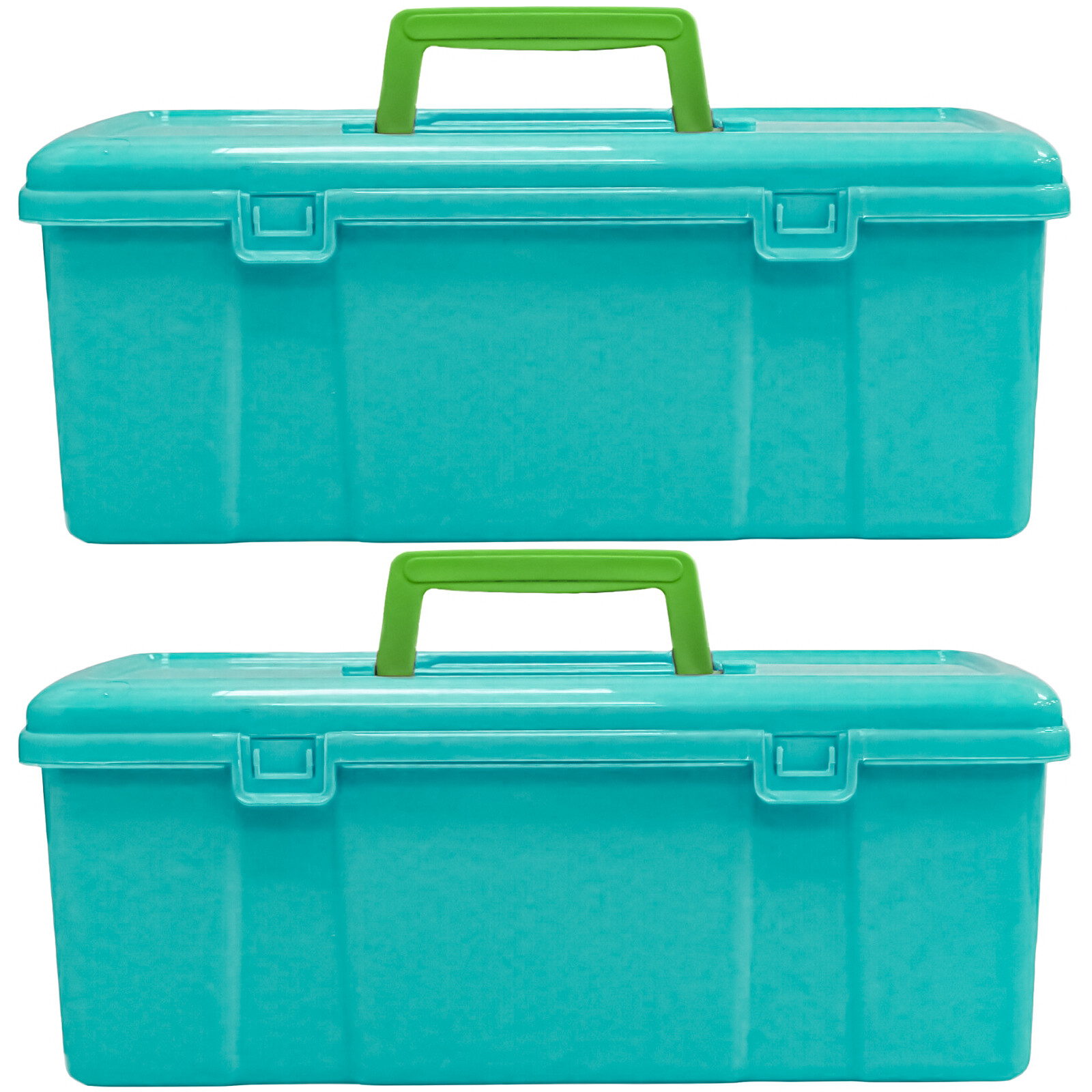 Set Of 2 Sewing Box Storage Art Craft Organizer Case Strong Plastic 5L