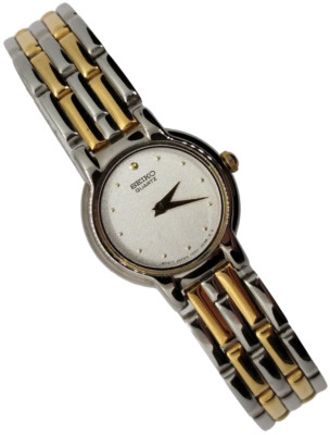 SEIKO セイコー コンビ レディース腕時計 シルバー×ゴールド バングル 稼働 SEIKO バングルウォッチ 3連ワイヤーバングル セイコー 腕時計 石