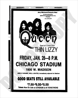 1977 Queen Day At the Races Tour Concert Chicago Stadium Newspaper Ad 8x10 Photo