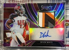 2019 SELECT DEVIN WHITE ROOKIE, #RM-DW, AUTO, JERSEY SWATCH, PURPLE SERIAL#28/49