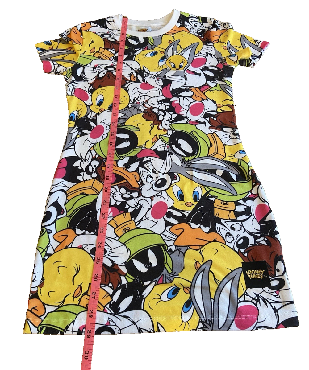 looney tunes jersey dress Women's Freeze Max Bugs Bunny Black Looney Tunes That's All Folks Jersey T-shirt Dress