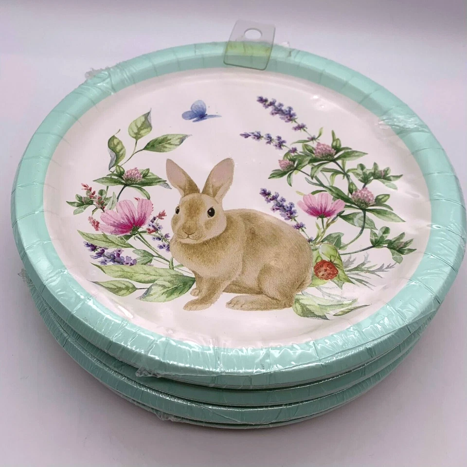 Easter Bunny Rabbit Dinner Dessert Paper Plates Set Of 7 Creative Converting - Image 2 of 4