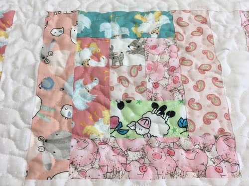 Baby girl quilt, shower gift, 34x34 - Picture 2 of 5