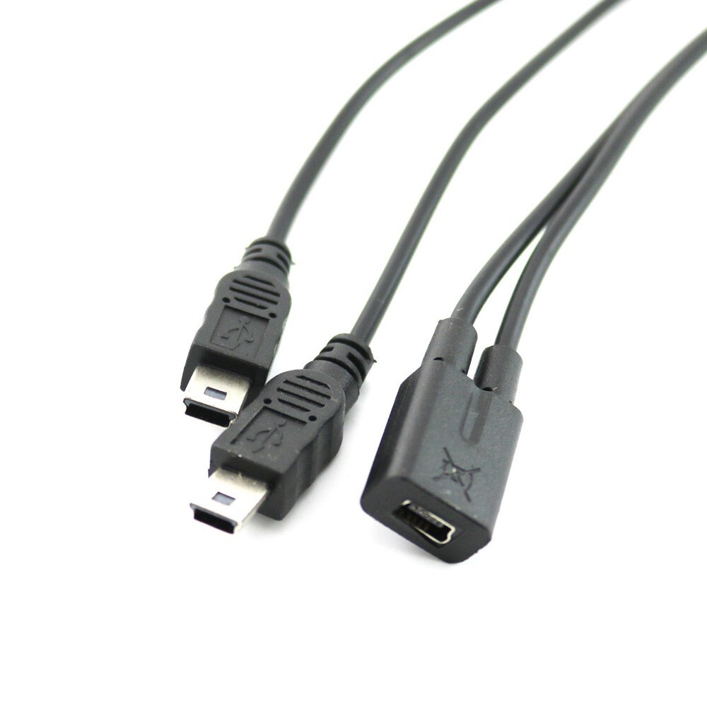 "Mini USB Y Cable Splitter Female to 2x Male for Quick and Easy