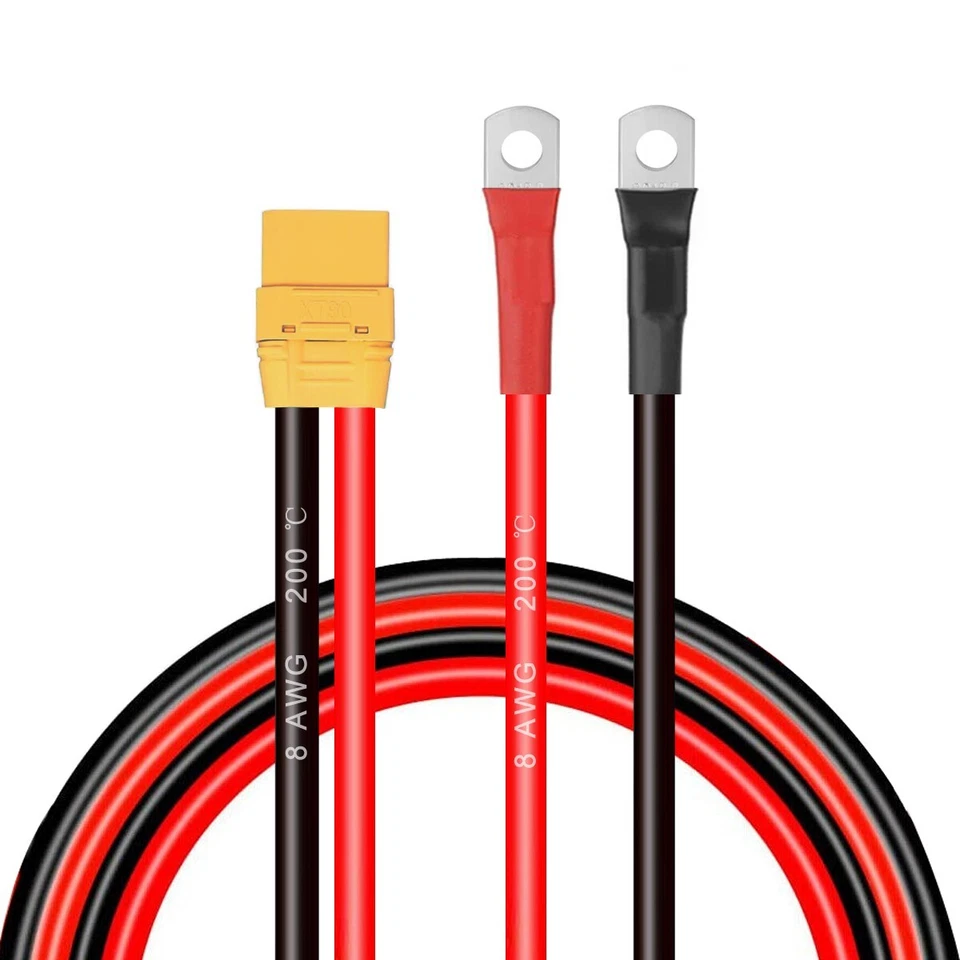 Conector macho hembra 8 AWG XT90 a cable de batería terminal de anillo tórico M8 para radiocontrol Foto 3 de 4