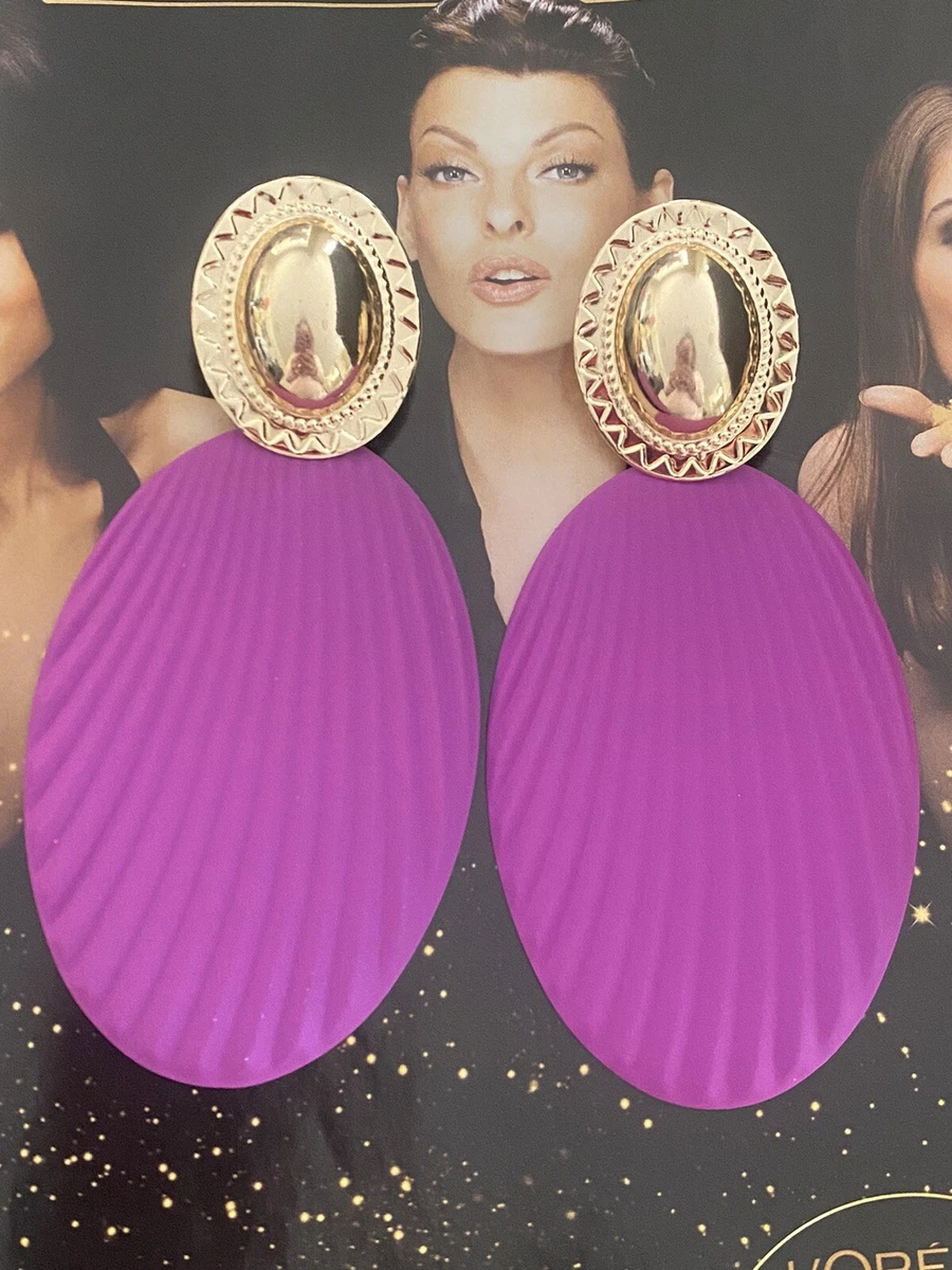 NEW EXTRA LONG LARGE GOLD TONE METAL BRIGHT COLOURFUL STATEMENT