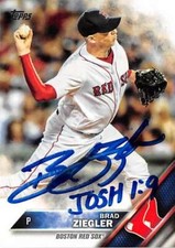 Brad Ziegler autographed baseball card (Boston Red Sox) 2016 Topps #US127