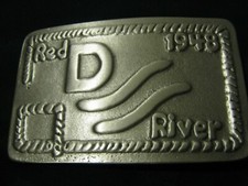 John Wayne Pewter Gray Red River D Belt Buckle 1948 Movie Western Recent Version