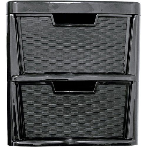 Black Plastic Rattan Drawer Storage Unit Multipurpose Home Office Large Drawers - Picture 9 of 14