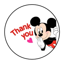 30 THANK YOU MICKEY MOUSE ENVELOPE SEALS LABELS STICKERS 1.5" ROUND CUSTOM MADE