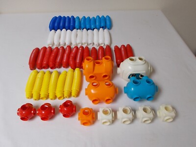 Vintage lot of TOMY Popoids building toys - 57 snap together pieces