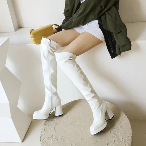 Botas Muslo Plataforma Sobre la Rodilla Botas Mujeres Sexy Tacones Altos Zapatos Talla Grande - Imagen 1 de 25