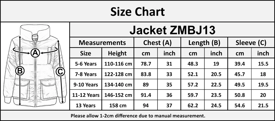 Ragazze Parka Bambini Zip Imbottito Scuola Giacche Cappotto 5-12 Anno - Immagine 2 di 2