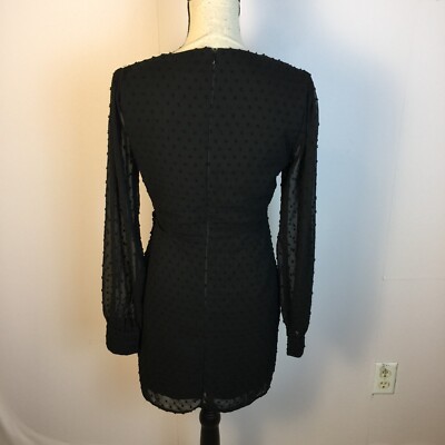 much love black swiss dot long sleeve tie-front mini dress Cute White Dress - Swiss Dot Dress - Tie-Front Mini Dress
