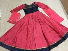 Women Stitched Salwar Kameez suit Long Kurti Gown dress Pink 3 pcs