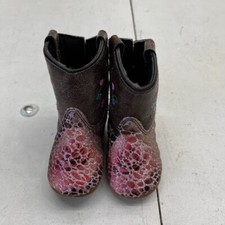 Old West Poppets Brown Pink Boots Girls Size 1 NEW